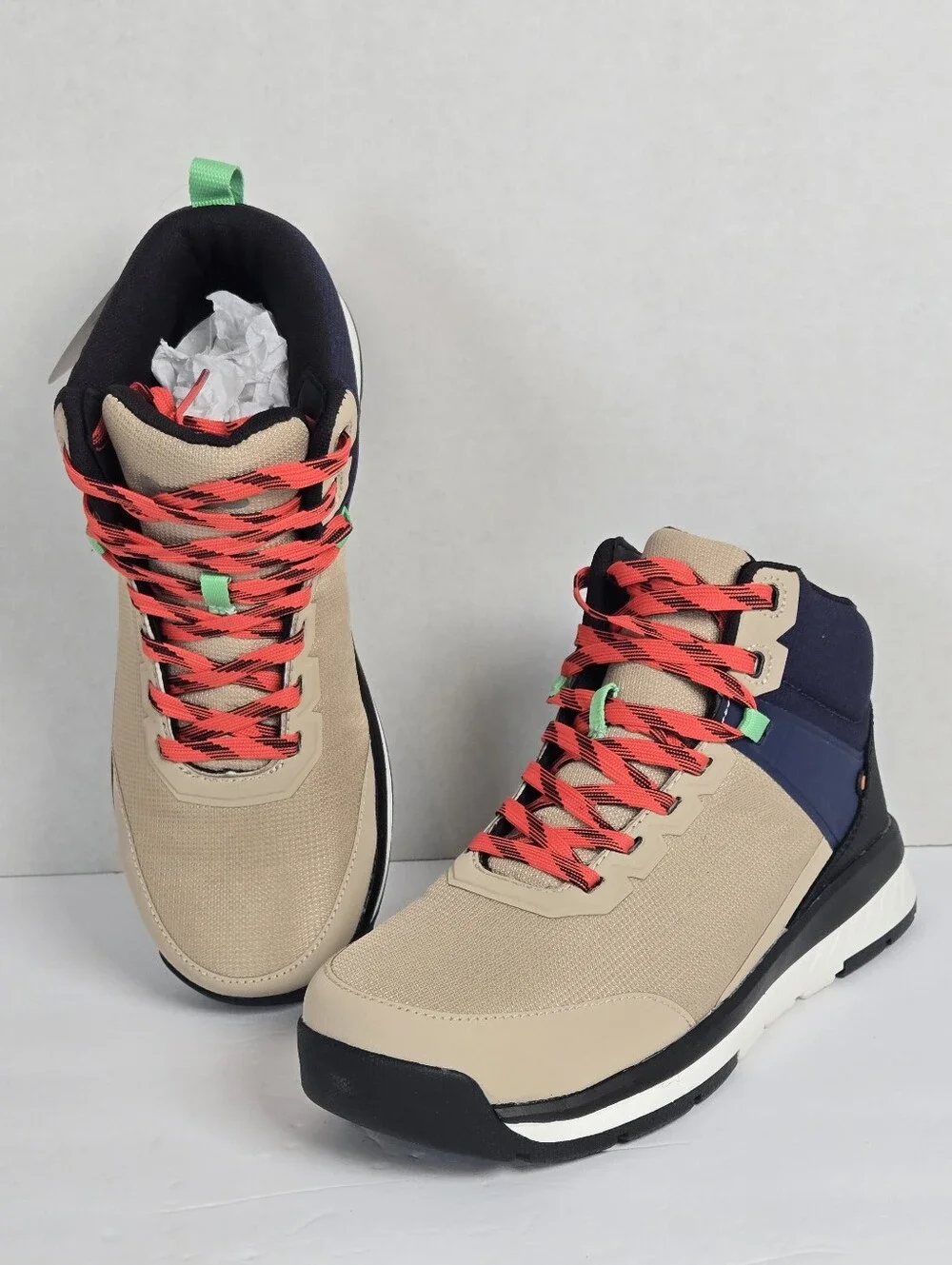Bogs Slate Mid Composite Toe Work Boots 78989CT Men's Beige-Blue - US size 9